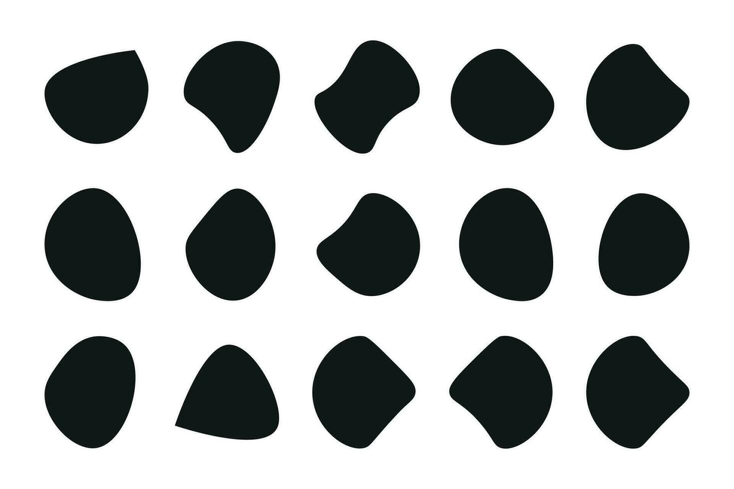 Random blob shapes. Organic blobs set. Rounded abstract organic shape collection. Random shapes of cube, pebble, inkblot, amoeba, drops and stone silhouettes. Blotch texture vector set
