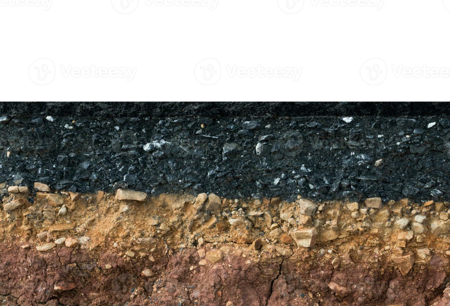 Layers of road with soil and rock. photo