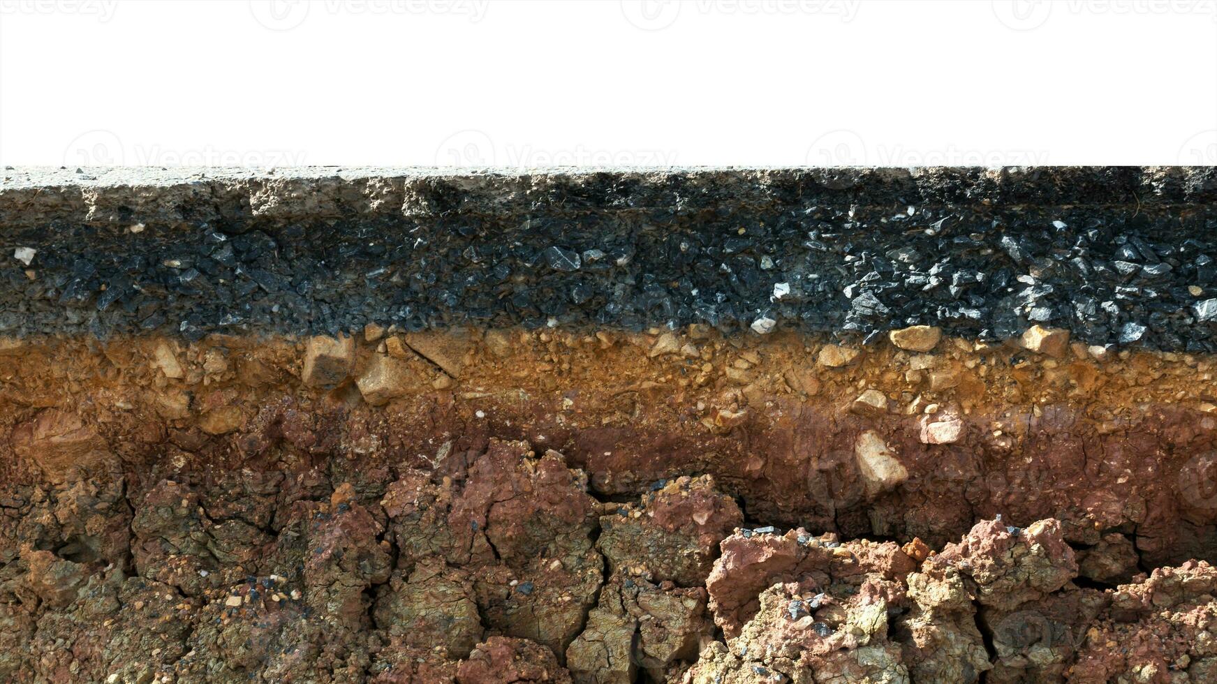 The layer of asphalt with soil and rock. photo