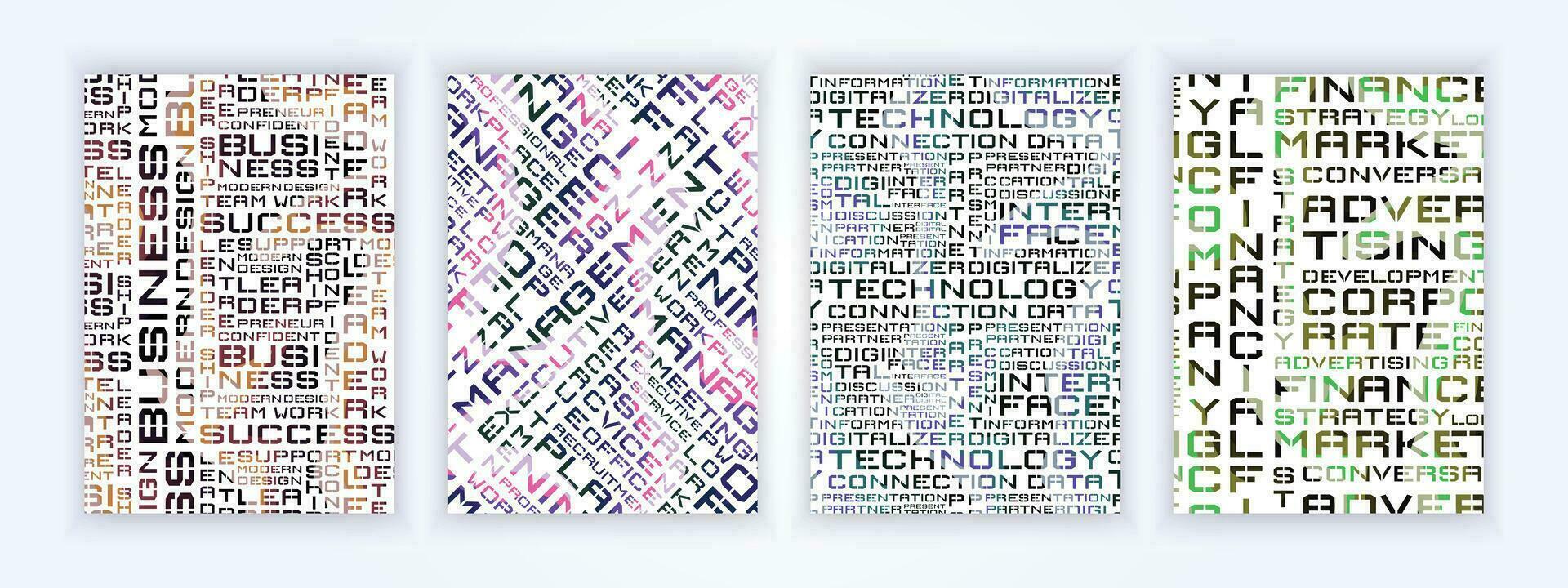 a set of word cloud business cover design vector