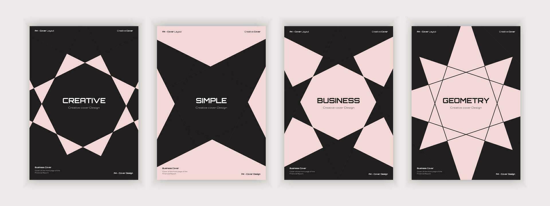 a set of geometric style business covers with various creative abstract shapes vector