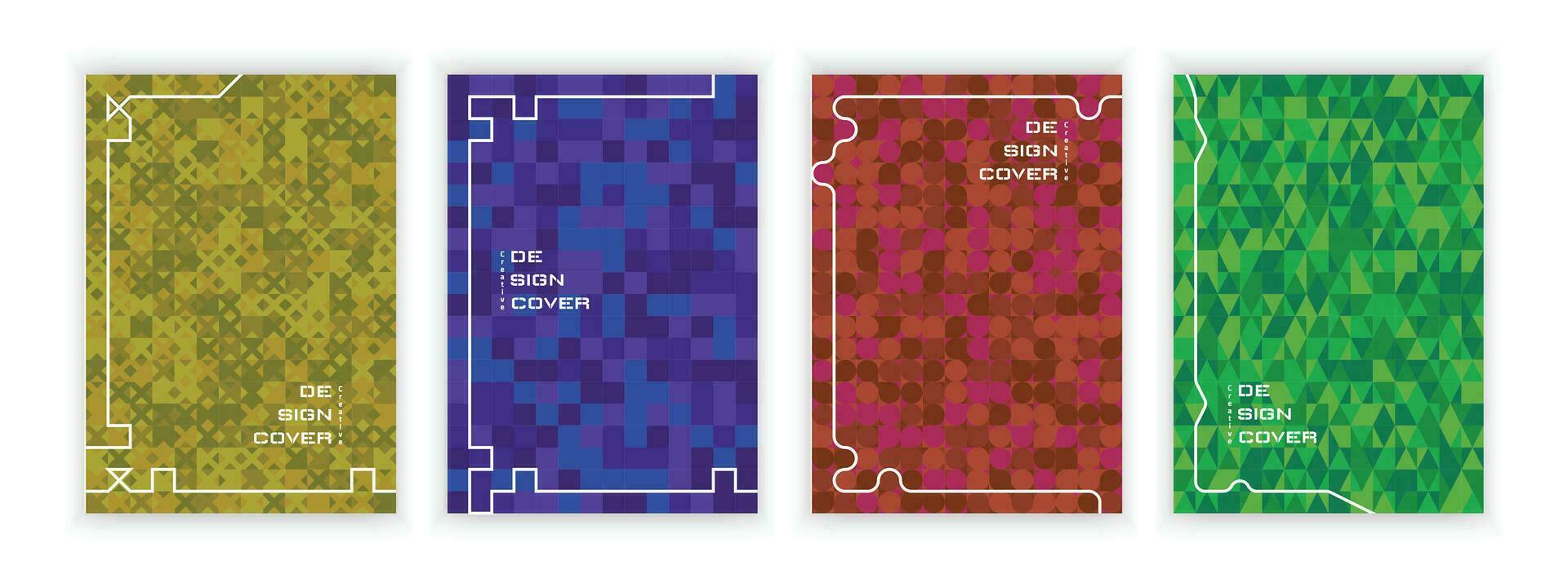 Set of modern abstract covers, geometric shapes patterns, creative and colorful vector