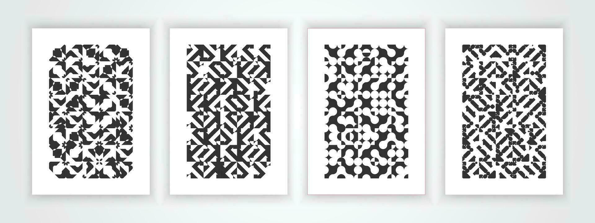 retro negro y blanco geométrico modelo fondo, vector resumen. de moda Bauhaus modelo antecedentes arte abstracto conjunto