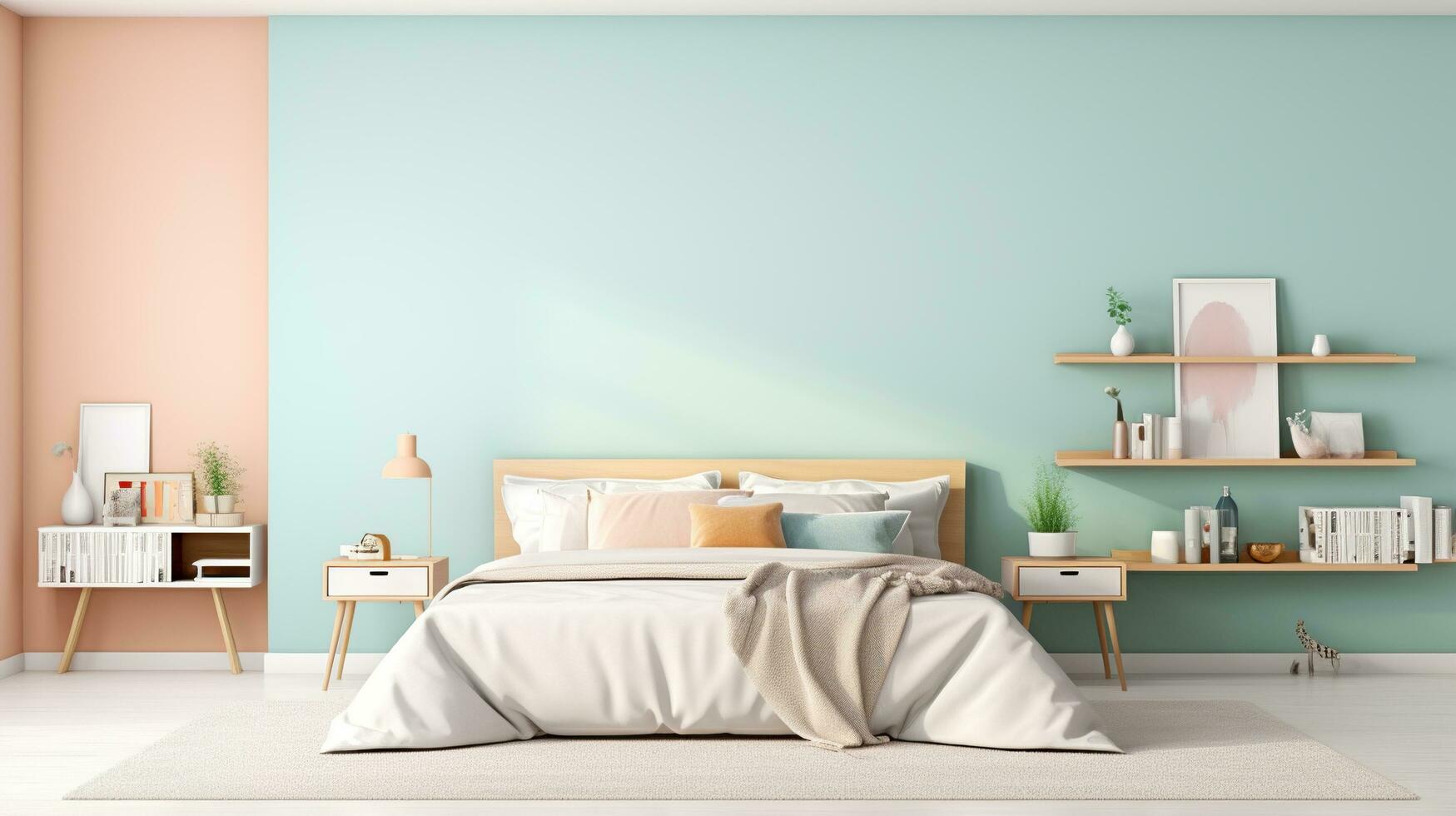 AI generated Interior of stylish room with big bed Created with generative Ai photo