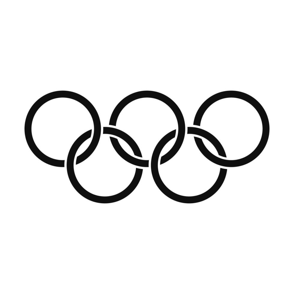 Black silhouette of the Olympic rings. Black sport competition symbol on white background, vector