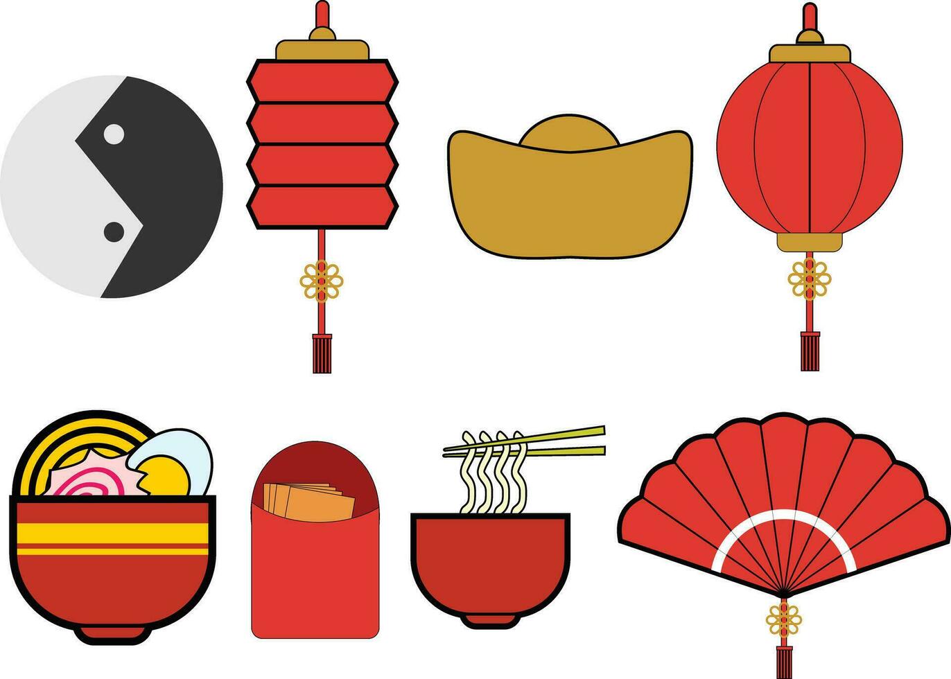 2024 Dragon and Lunar New Year illustration set vector