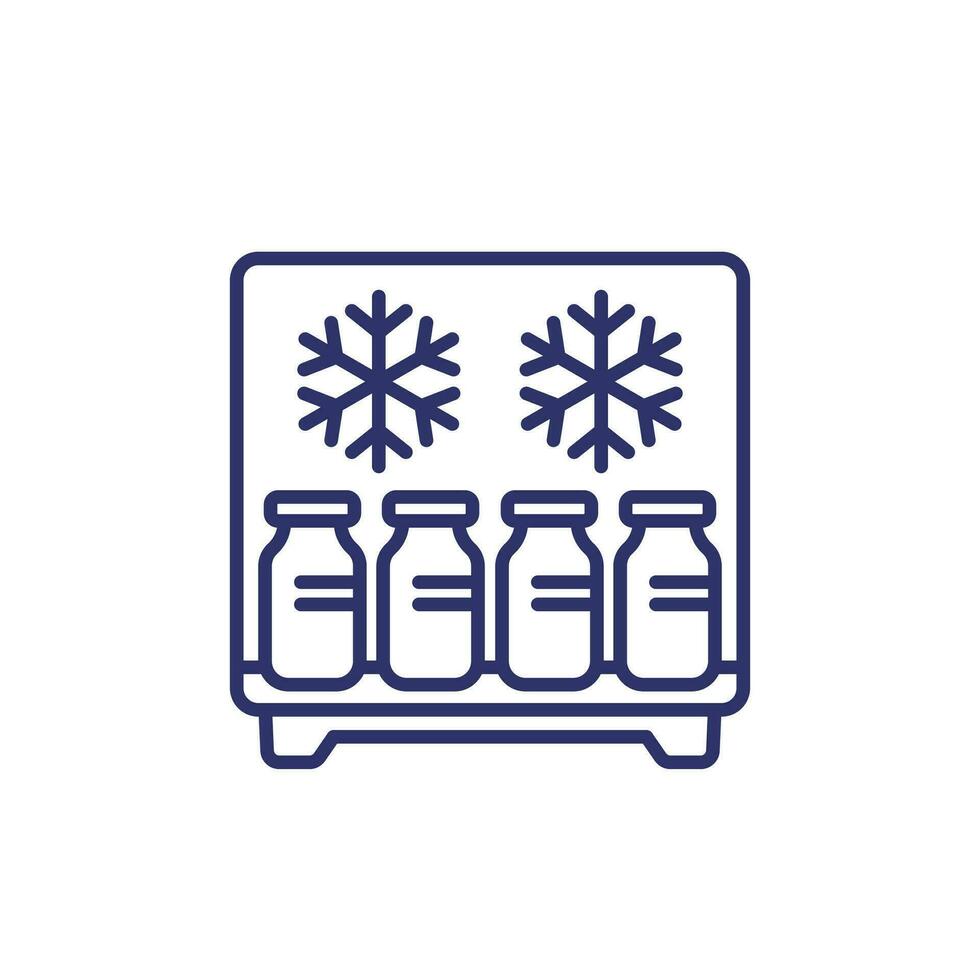 vaccine in the fridge line icon, medical storage vector