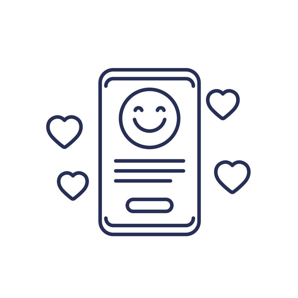 good review line icon with a phone vector