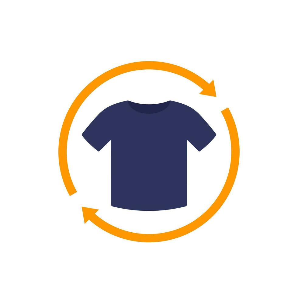recycling clothes icon with a t-shirt, flat vector
