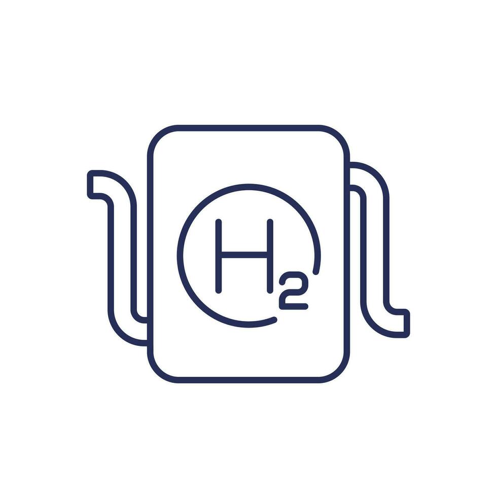 hydrogen power system icon, h2 energy source line vector