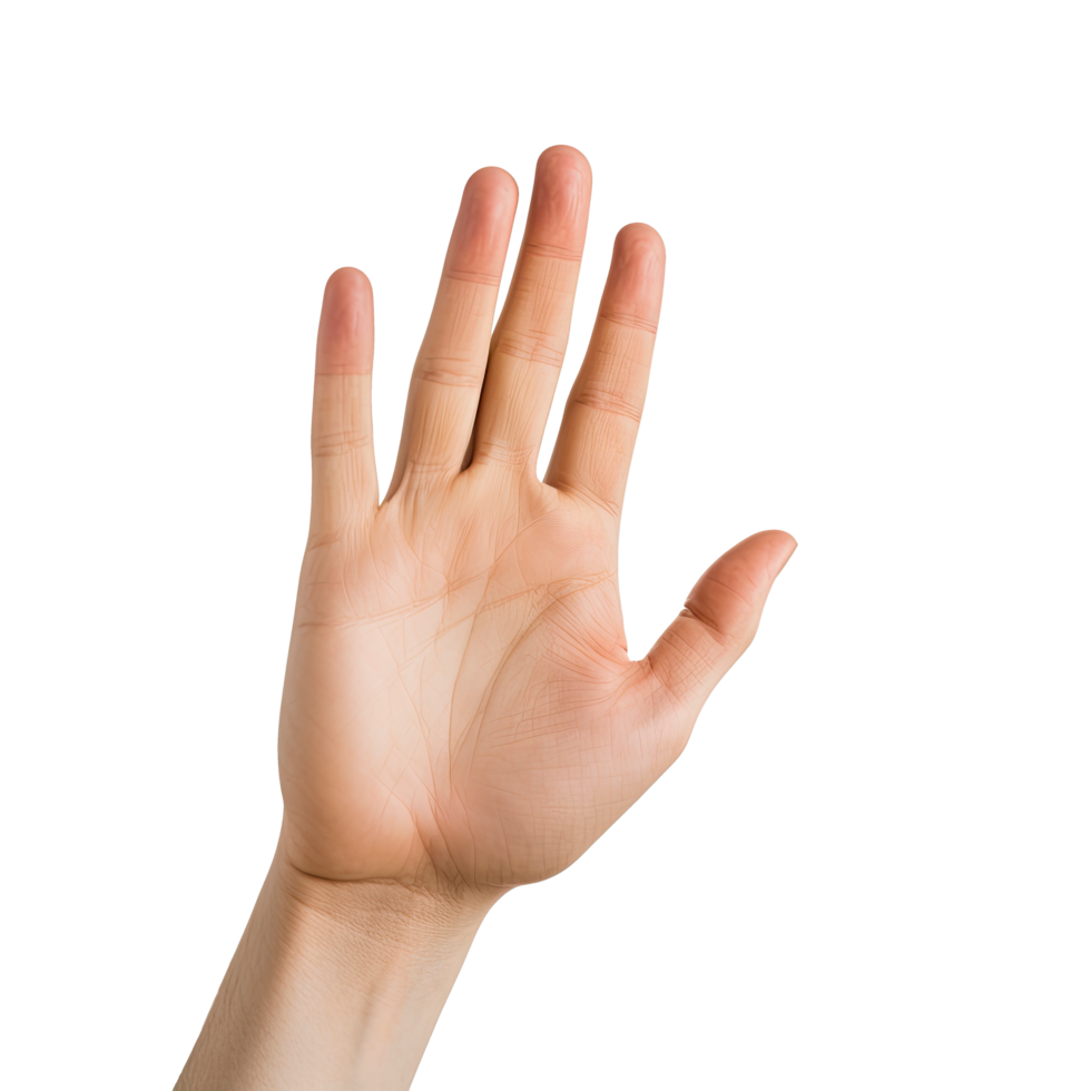 AI generated Expressive Hand Reaching Out with Palm Up Isolated on Transparent Background png