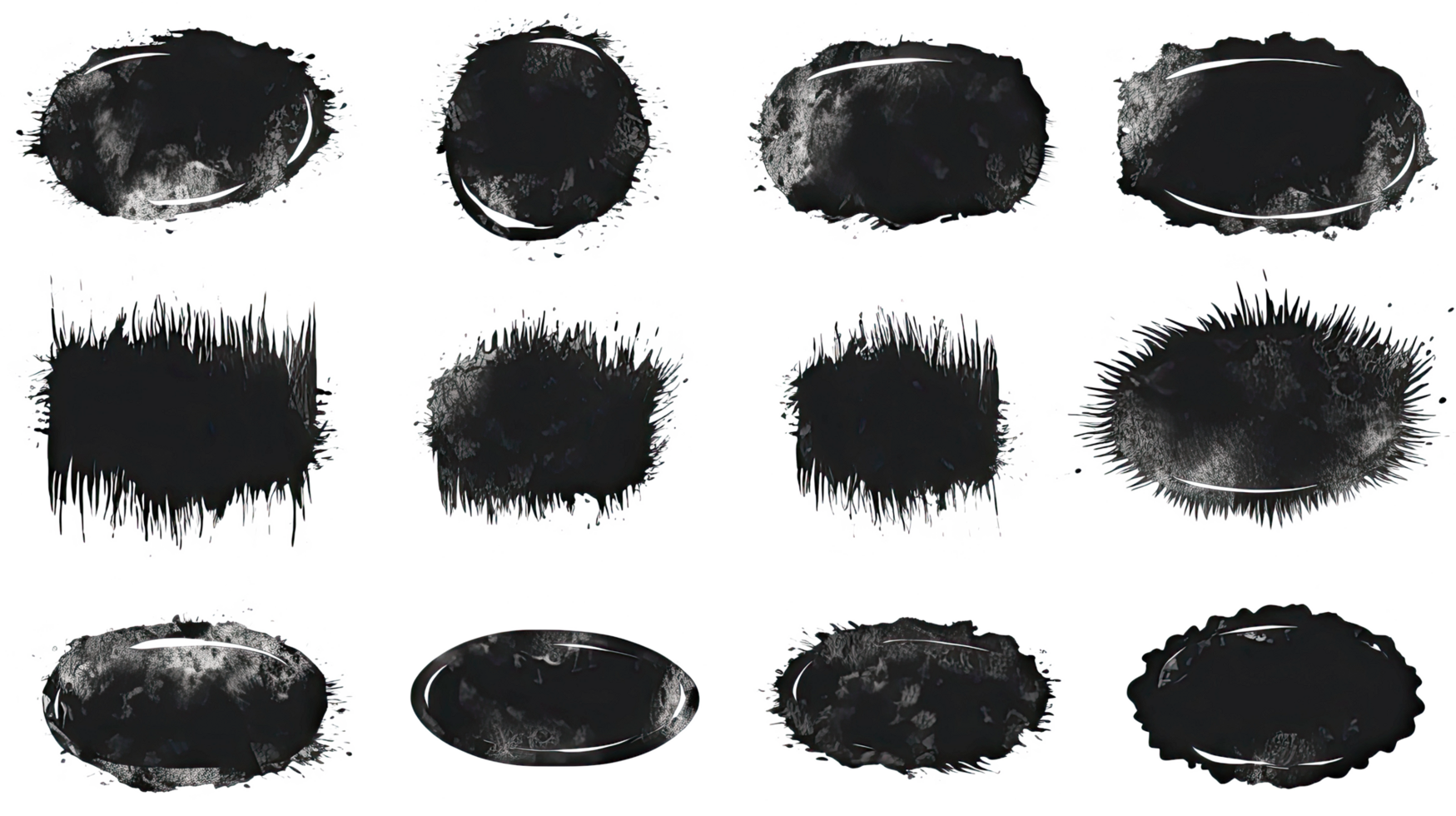 ai generiert handgemalt schwarz Grunge Abzeichen Bürste Aufkleber isoliert auf transparent Hintergrund png