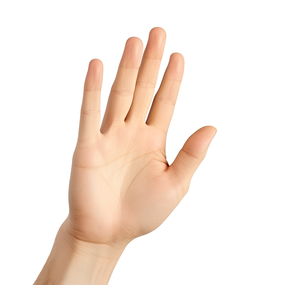 AI generated Expressive Hand Reaching Out with Palm Up Isolated on Transparent Background png