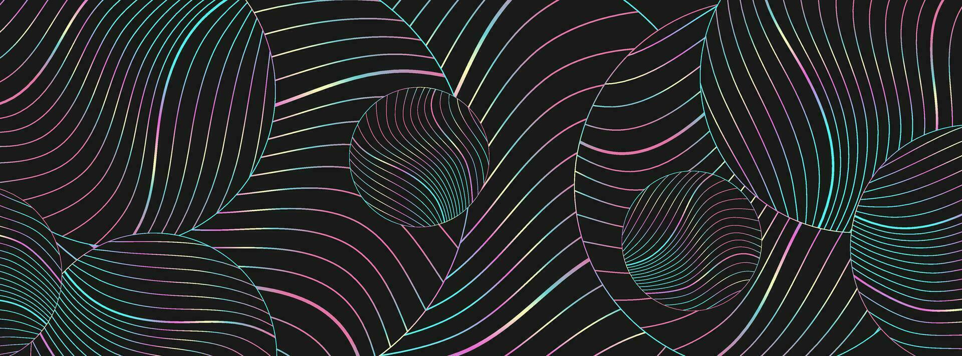 Black abstract background with holographic wavy pattern vector