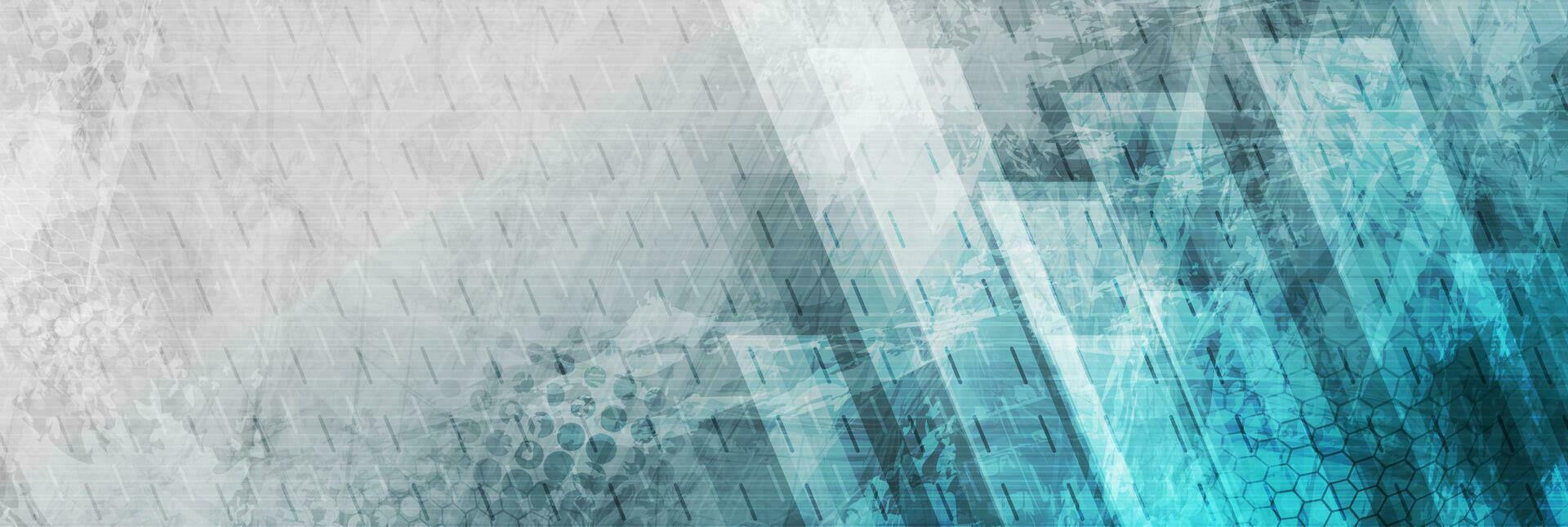 Blue grey grunge abstract technology geometry banner design vector