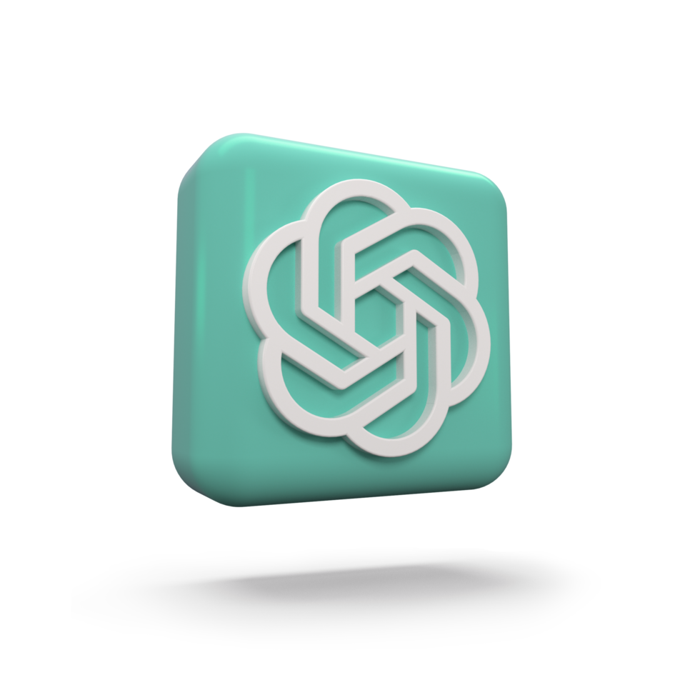 aberto logotipo, ai chatbot, chatgpt em verde fundo. chatgpt logotipo. 3d Renderização. png