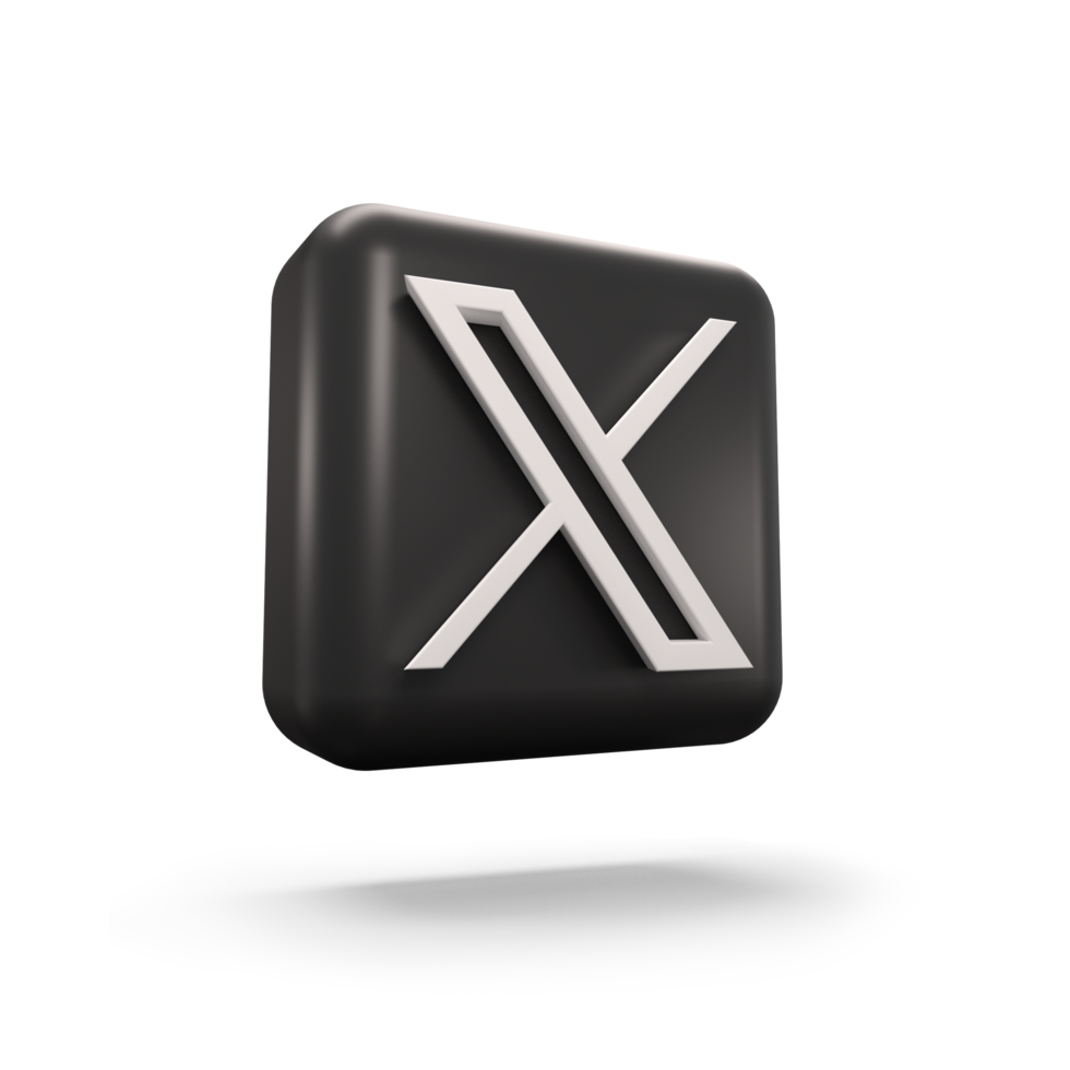 X logo, New Twitter logo, Twitter x on transparent background. 3D rendering. png