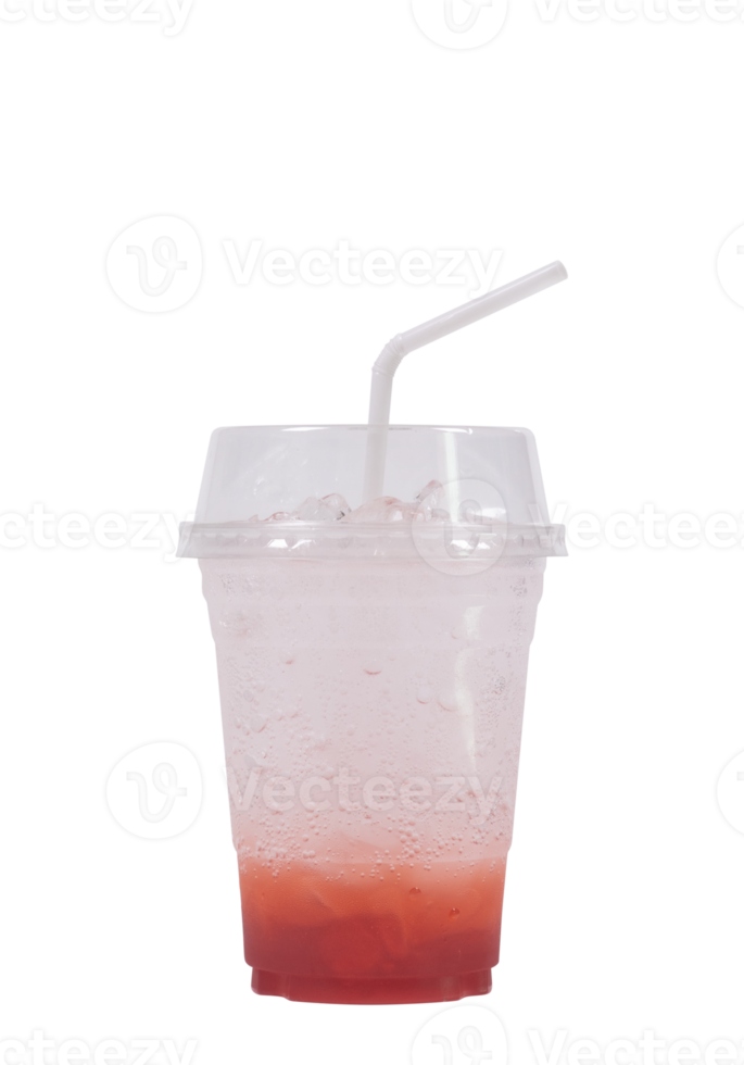 Strawberry italian soda drink in glass with straws. png