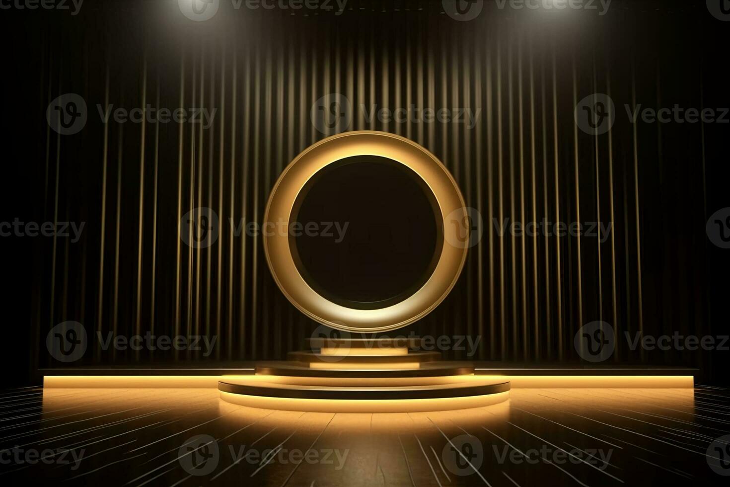 AI generated Abstract luxury dark gold platform podium for product presentation photo