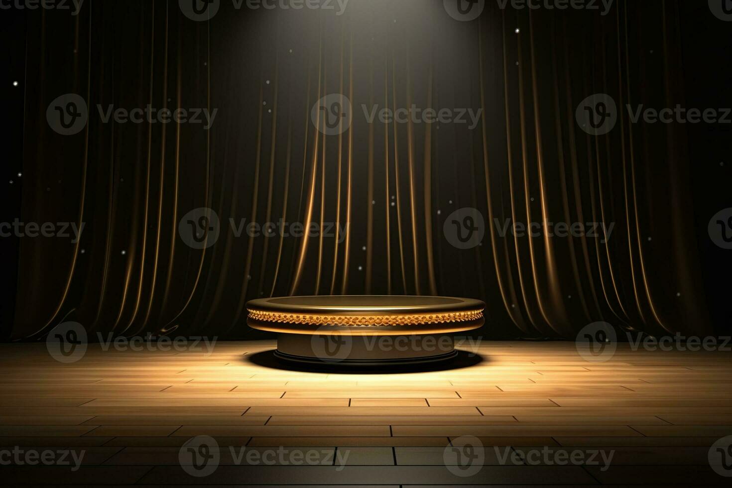 AI generated Abstract luxury dark gold platform podium for product presentation photo