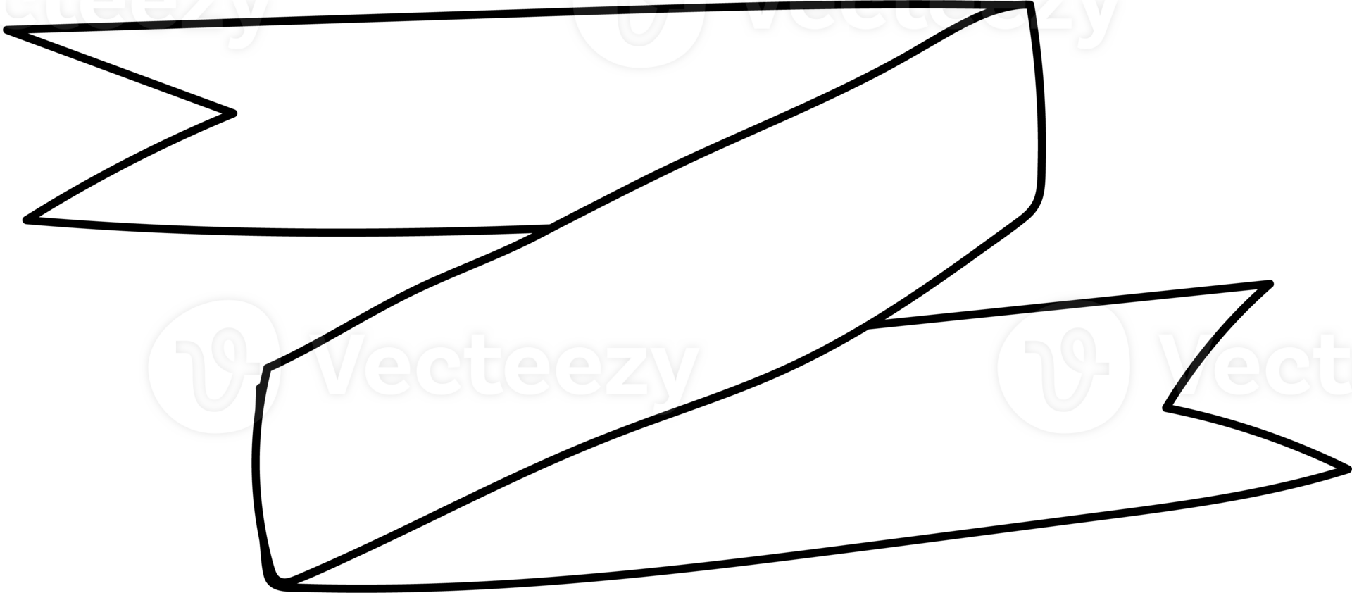 Hand drawn ribbon banner illustration, Transparent background. png