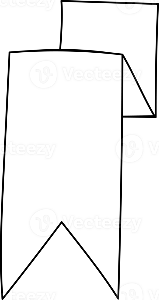 Hand drawn ribbon banner illustration, Transparent background. png