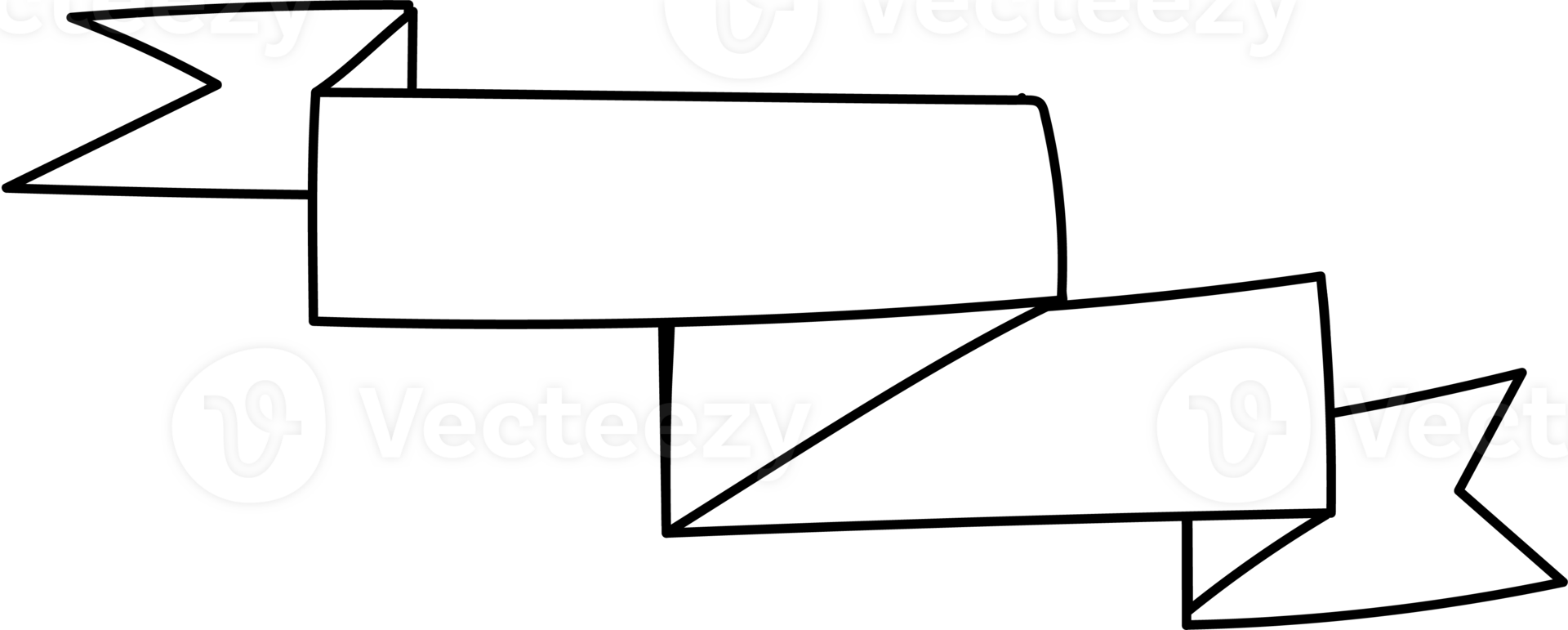 Hand drawn ribbon banner illustration, Transparent background. png