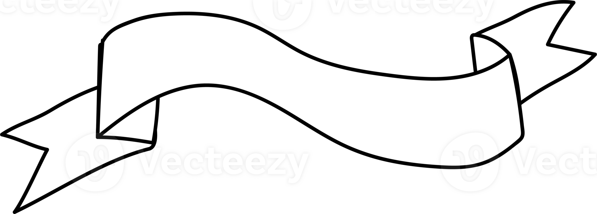 Hand drawn ribbon banner illustration, Transparent background. png