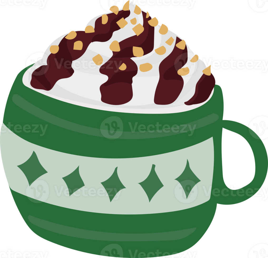 Mug with drink illustration on transparent background. png