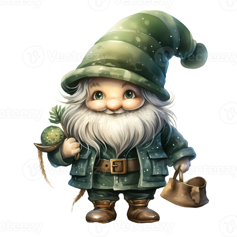 AI generated Green gnome isolated on transparent background or Christmas gnome, Ai Generation png