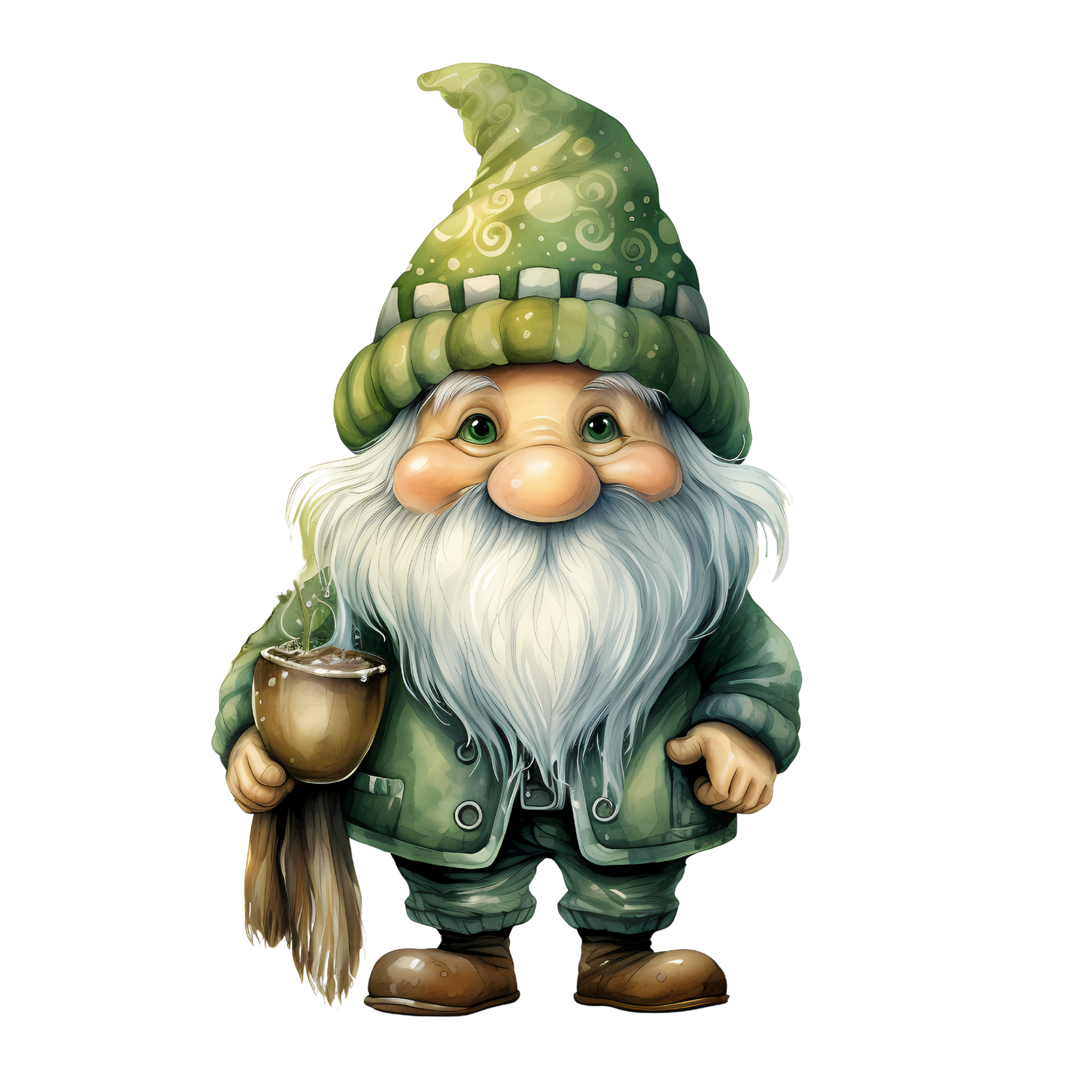 AI generated Green gnome isolated on transparent background or ...