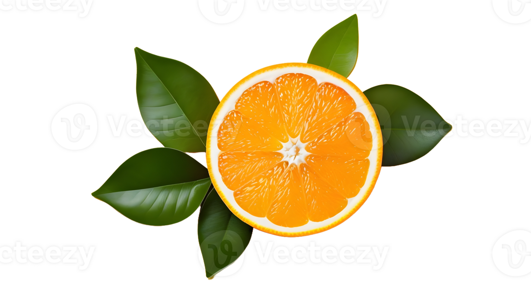 AI generated Slice of orange with leaf png