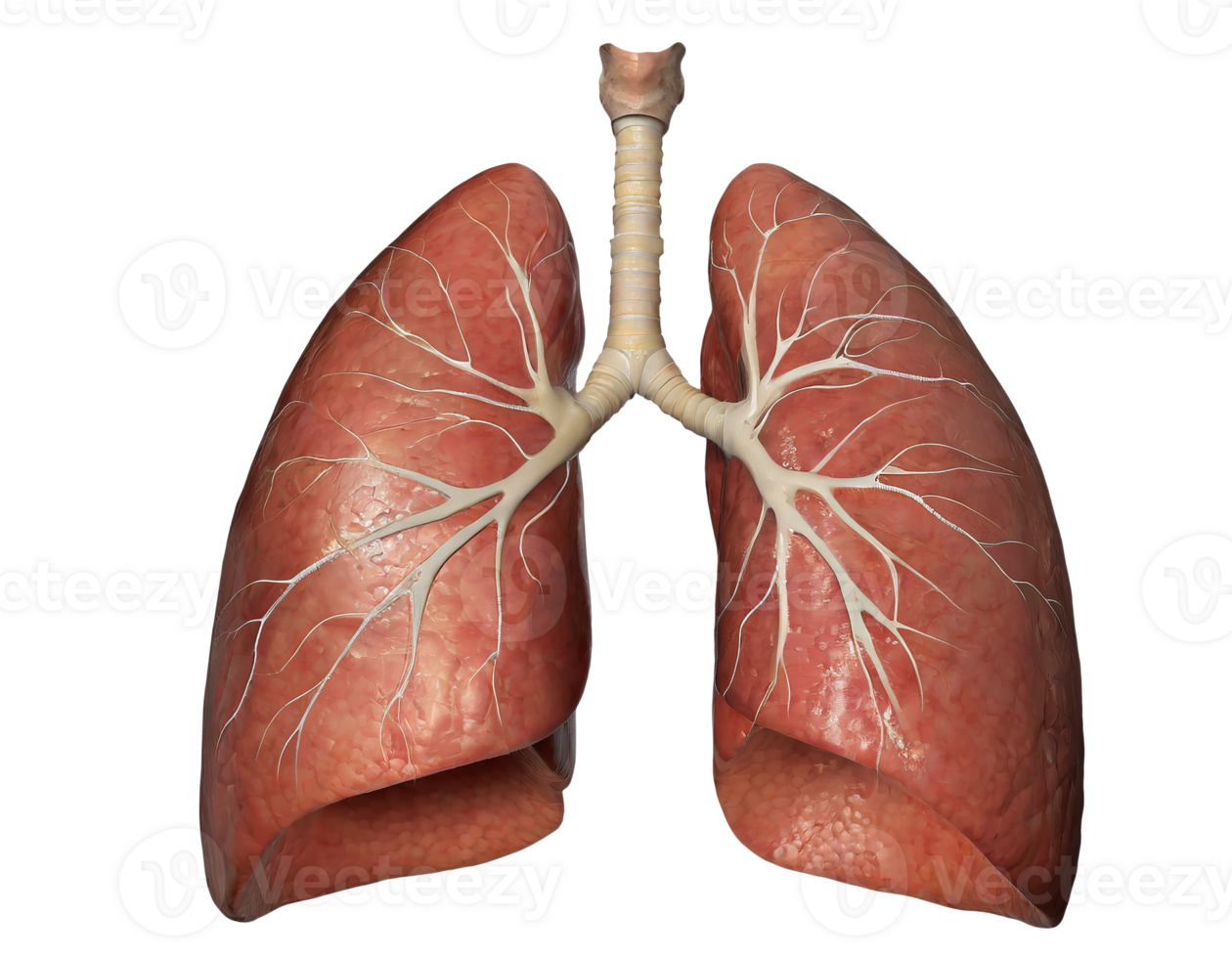 ai generiert 3d realistisch Mensch Lunge, mit ein transparent Hintergrund png