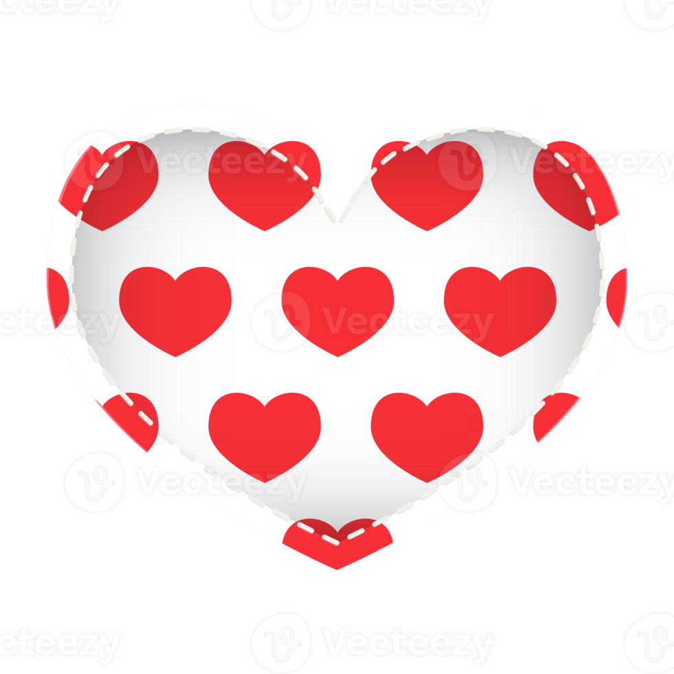 White Heart with Hearts png