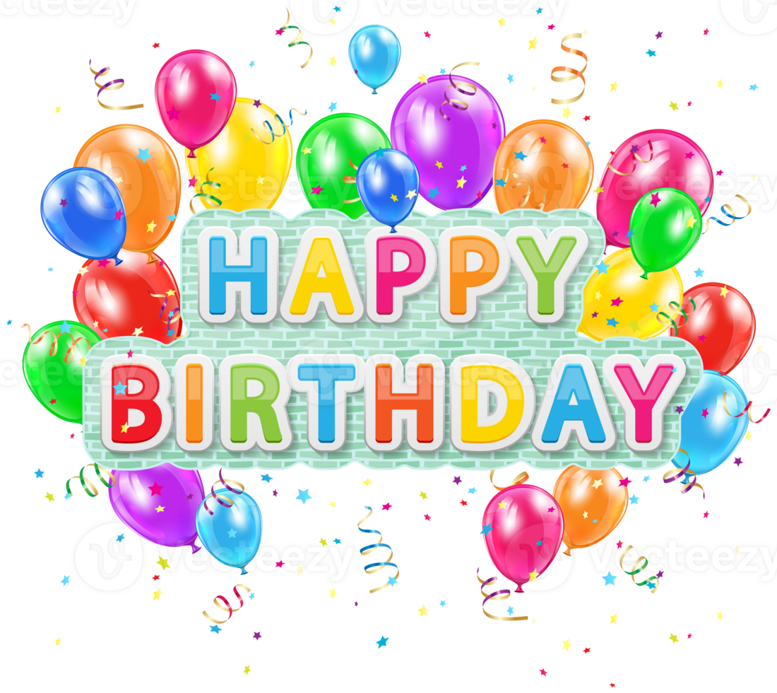 contento cumpleaños deco texto con globos png