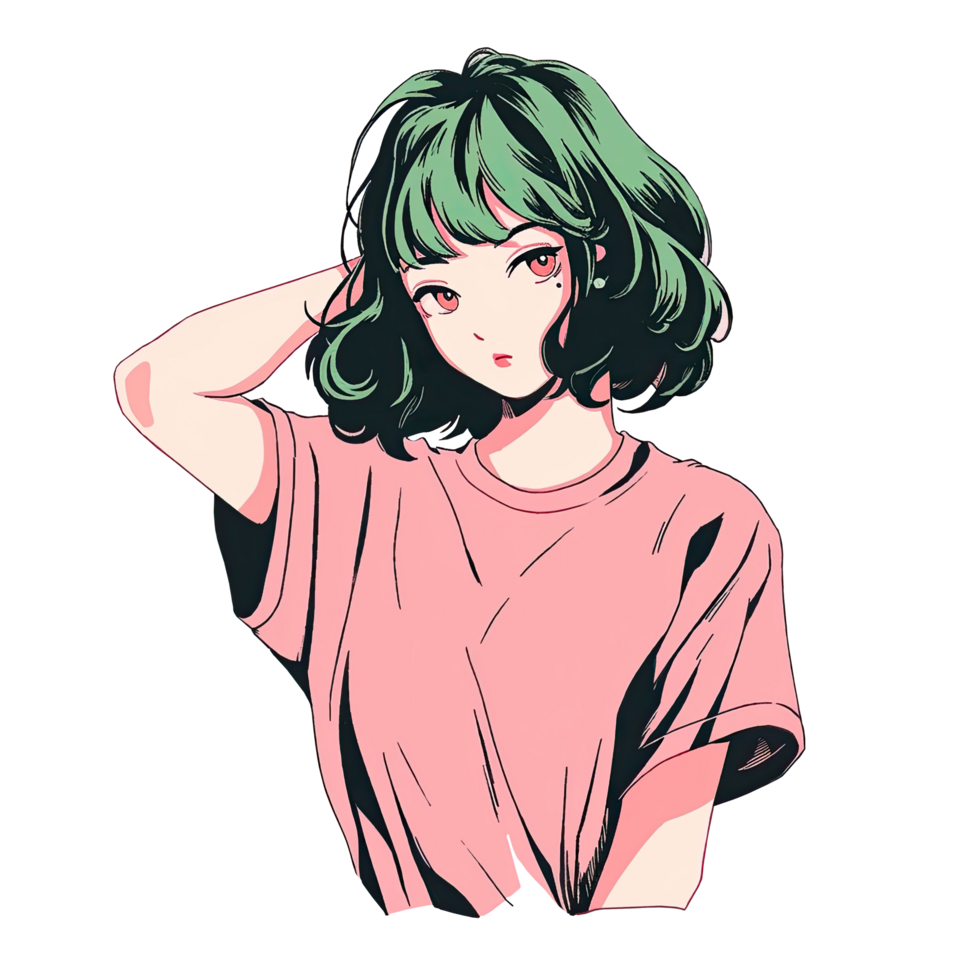 AI generated Gal in modern manga fashion creation for your shirt png