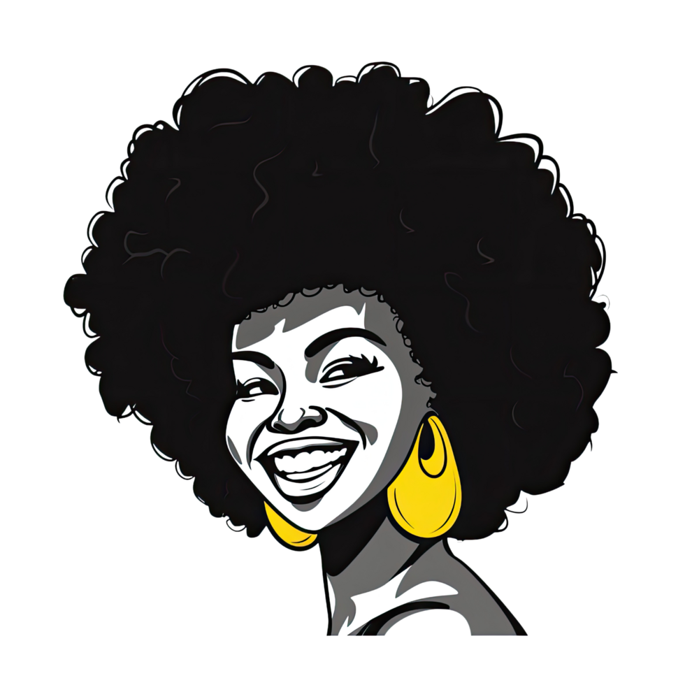 AI generated Gorgeous afro girl character design for your project png