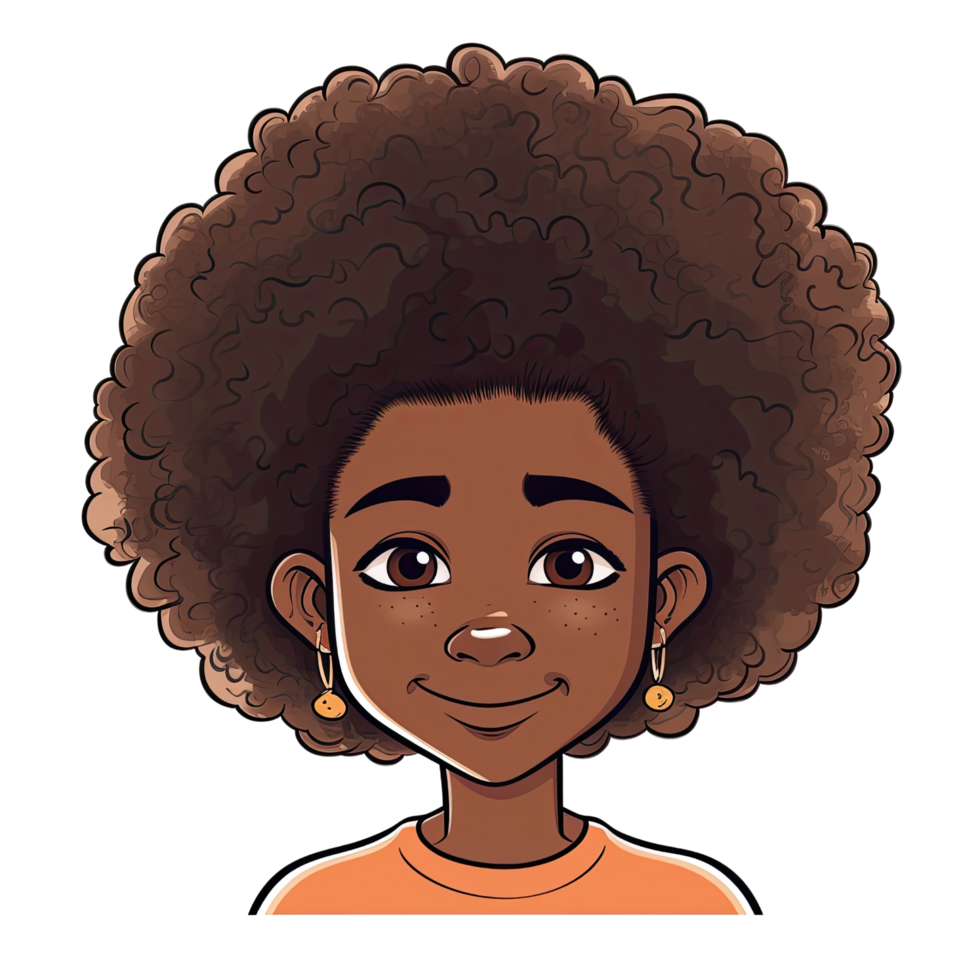 AI generated Beautiful afro girl character design for your project png