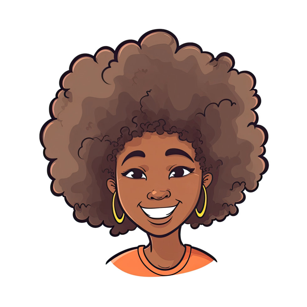 AI generated Captivating afro girl illustration for your feature png