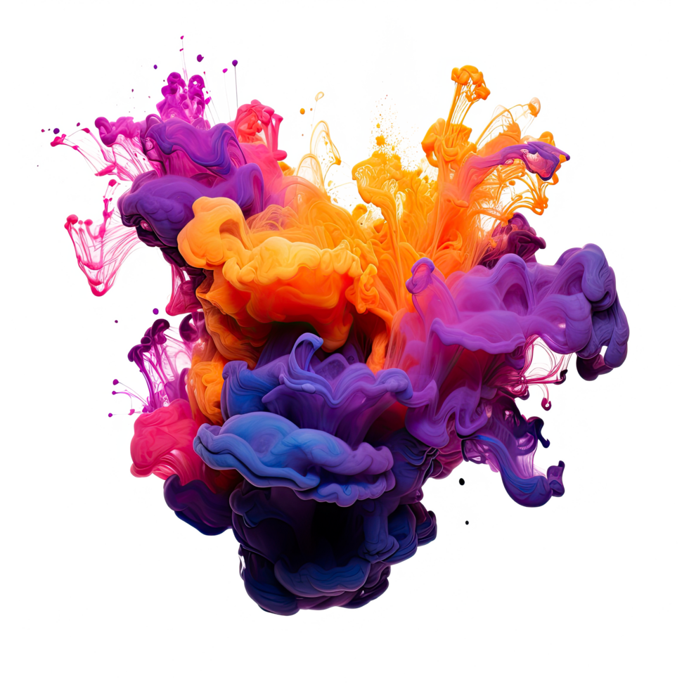 AI generated ink explsion isolated on a transparent background. png