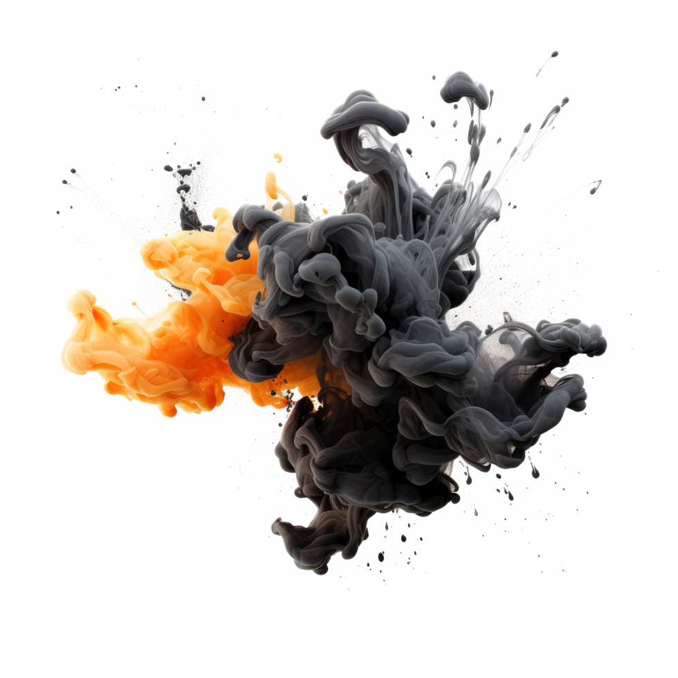 AI generated ink explsion isolated on a transparent background. png