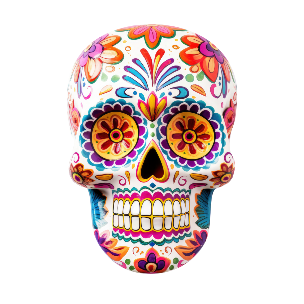AI generated Cinco de mayo sugar skull isolated on transparent background. png