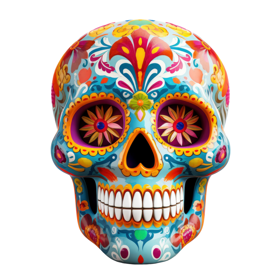 AI generated Cinco de mayo sugar skull isolated on transparent background. png