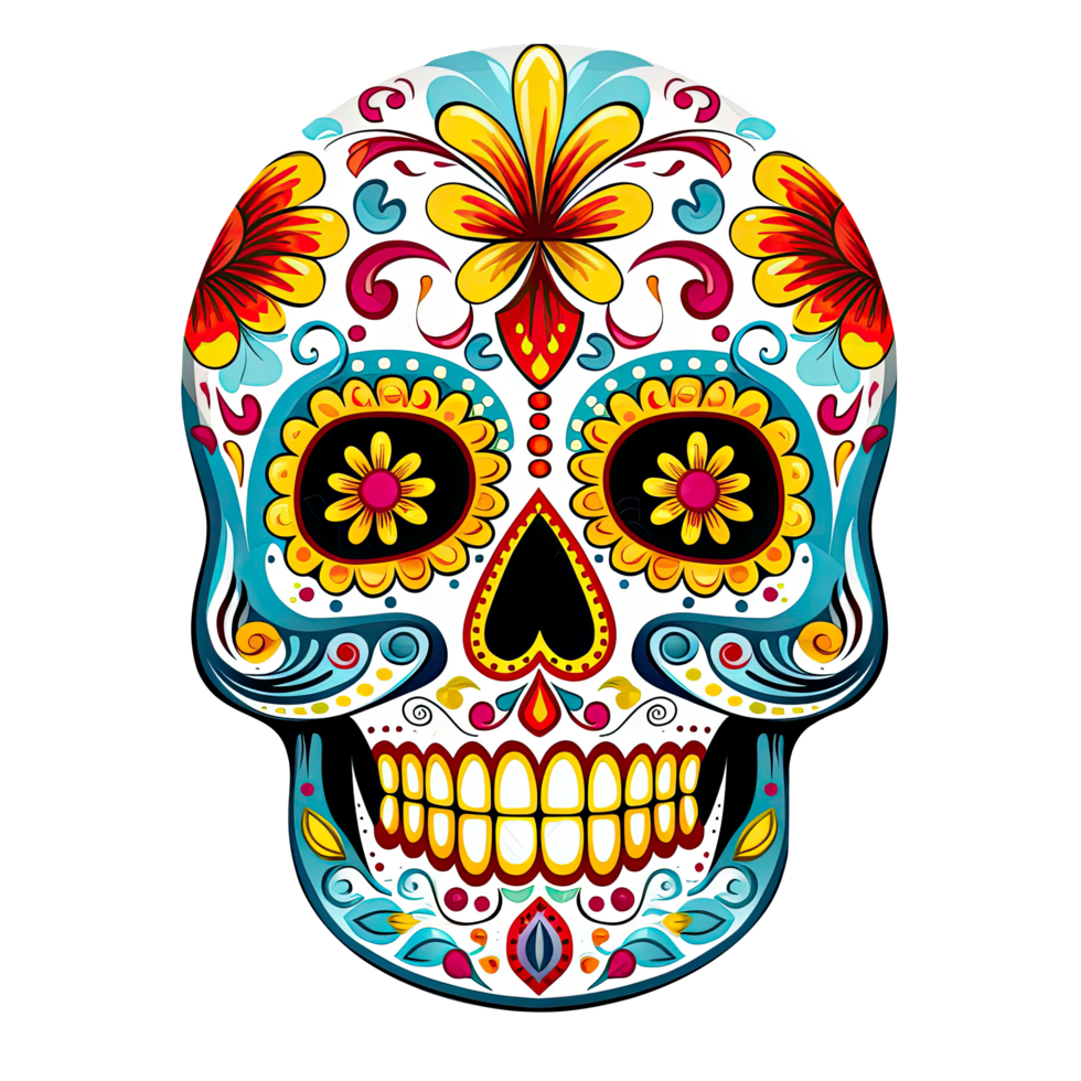 AI generated Cinco de mayo sugar skull isolated on transparent background. png