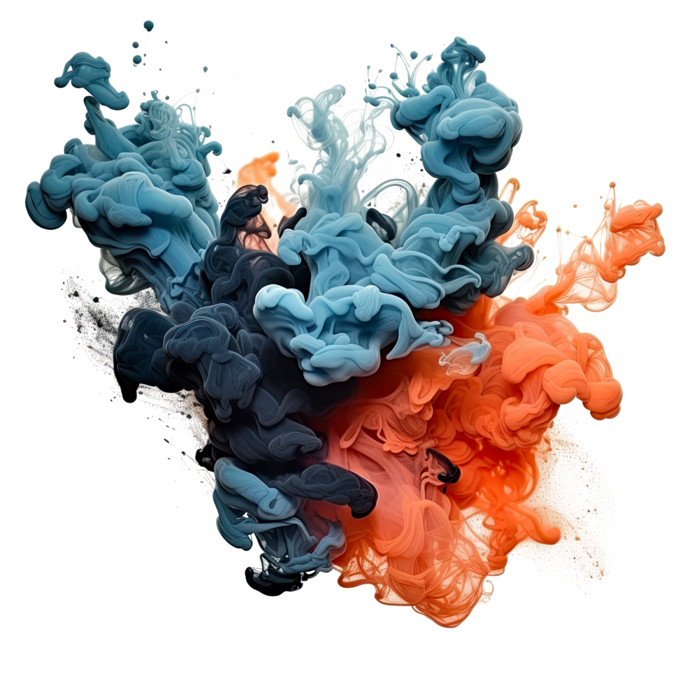 AI generated ink explsion isolated on a transparent background. png