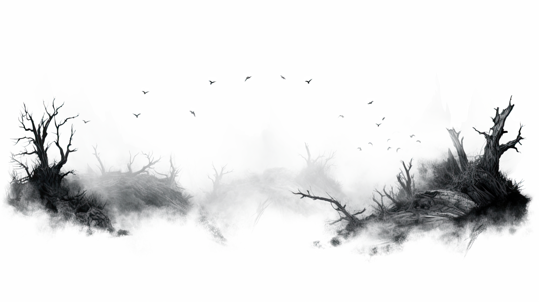 AI generated Spooky fog overlays isolated on transparent background. png