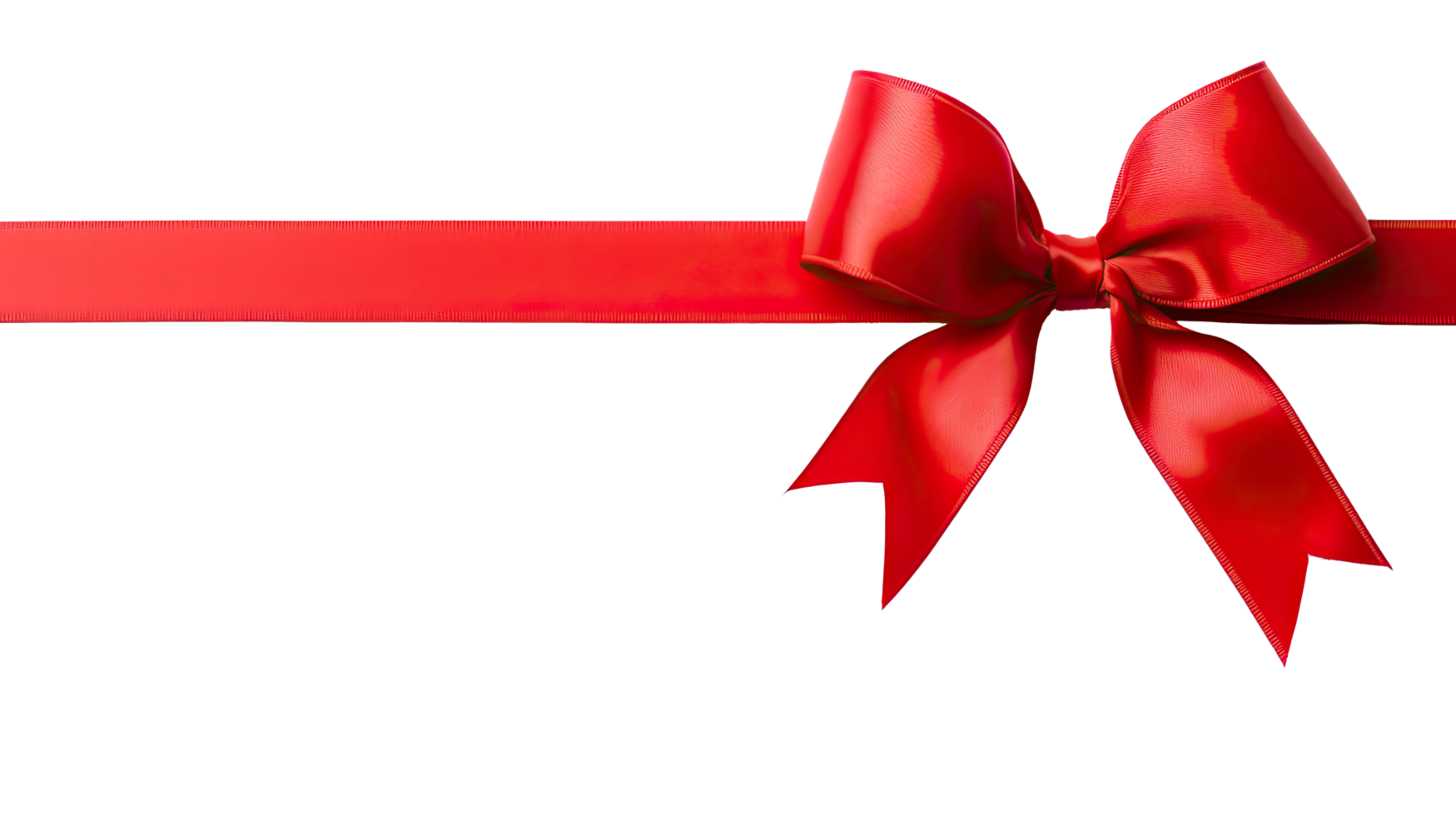 AI generated Red ribbon and bow with gold isolated on a transparent background. png
