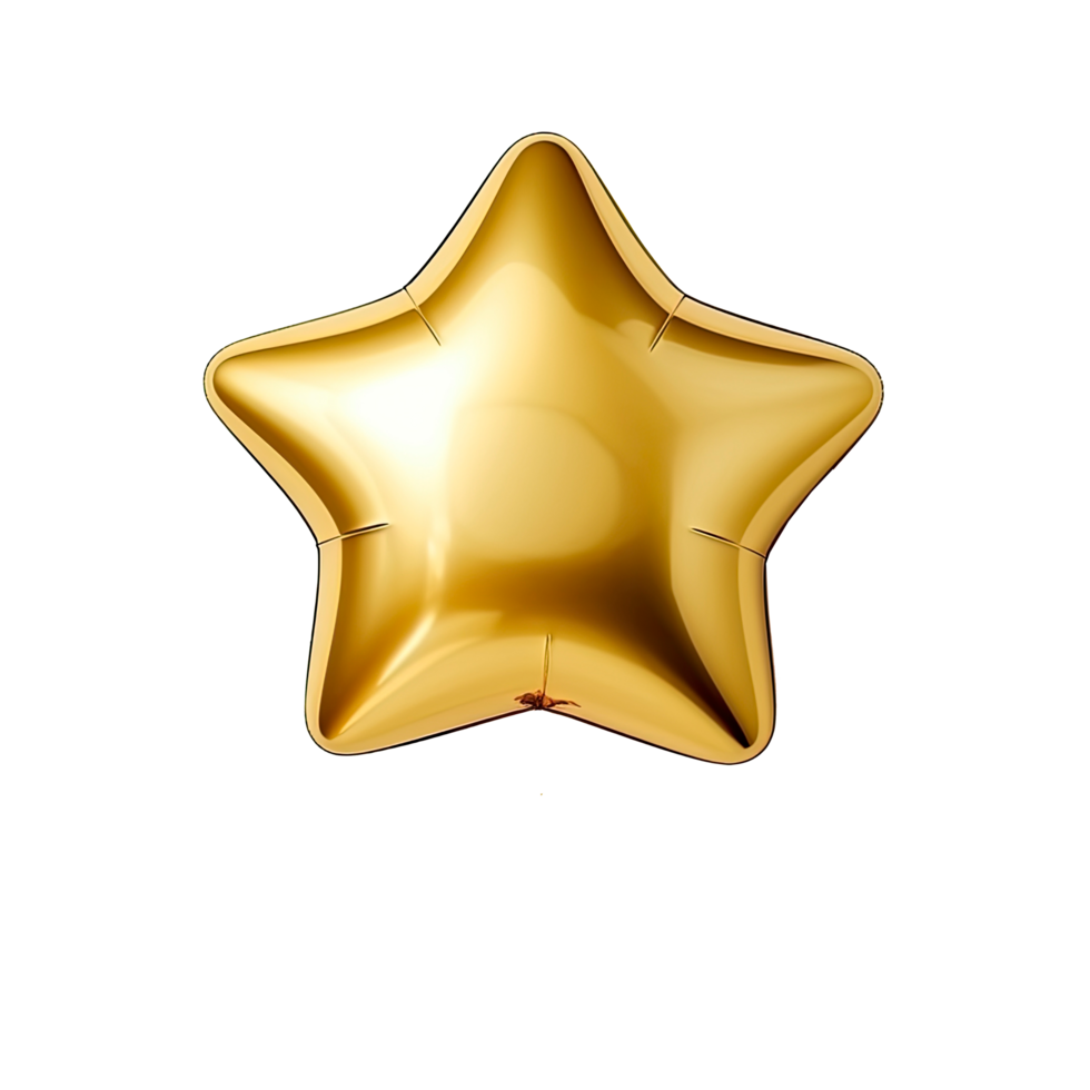 AI generated Gold star balloon isolated on transparent background. png