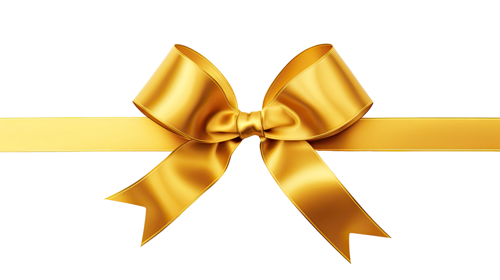 AI generated Golden ribbon and bow isolated on a transparent background. png