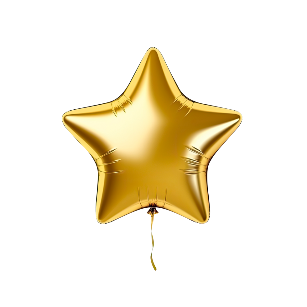 AI generated Gold star balloon isolated on transparent background. png